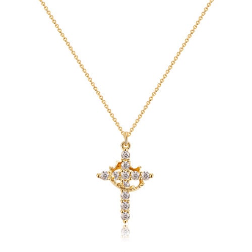 🎅Soldes de Noël - 50 % de réduction🎄Collier pendentif couronne avec croix