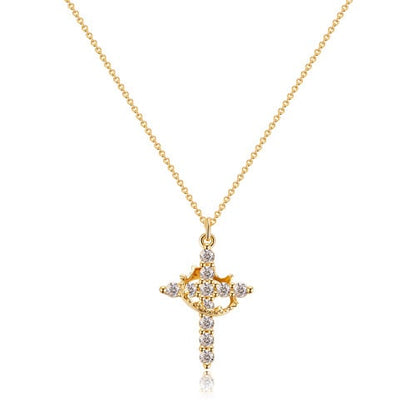 🎅Soldes de Noël - 50 % de réduction🎄Collier pendentif couronne avec croix