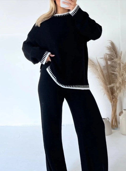 🔥Offre limitée -50% 🔥Ensemble deux pièces décontracté en tricot de couleur unie