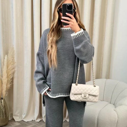 🔥Offre limitée -50% 🔥Ensemble deux pièces décontracté en tricot de couleur unie