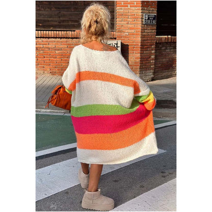 🔥🖤Vente anticipée Black Friday : 50 % de réduction🔥Robe pull col V à imprimé lettrage et blocs de couleur