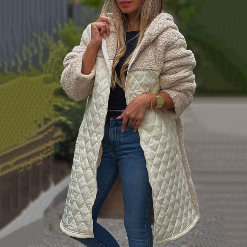 🔥🖤Frühbucher Black Friday Sale: 50% Rabatt🔥Damen gemütlicher gesteppter Sherpa-Mantel mit Kapuze
