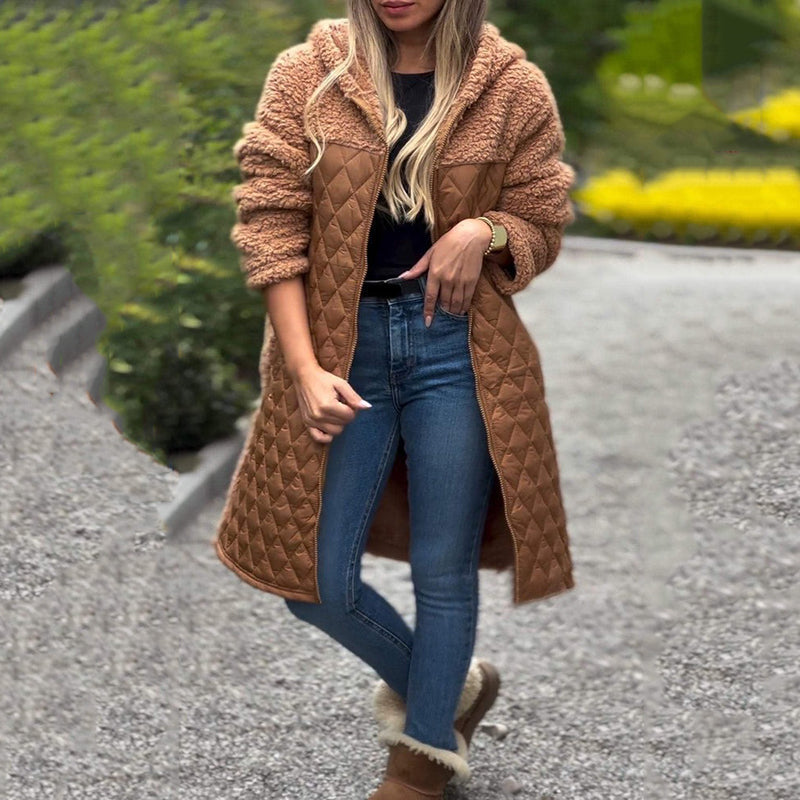 🔥🖤Frühbucher Black Friday Sale: 50% Rabatt🔥Damen gemütlicher gesteppter Sherpa-Mantel mit Kapuze