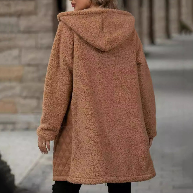 🔥🖤Frühbucher Black Friday Sale: 50% Rabatt🔥Damen gemütlicher gesteppter Sherpa-Mantel mit Kapuze