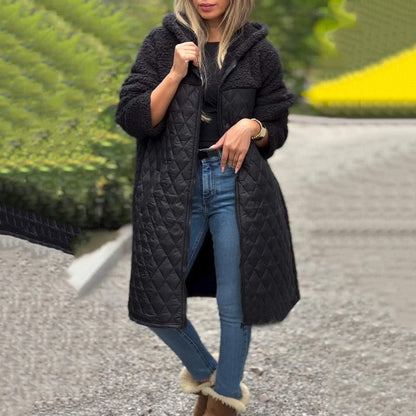 🔥🖤Frühbucher Black Friday Sale: 50% Rabatt🔥Damen gemütlicher gesteppter Sherpa-Mantel mit Kapuze