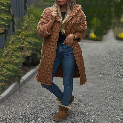 🔥🖤Frühbucher Black Friday Sale: 50% Rabatt🔥Damen gemütlicher gesteppter Sherpa-Mantel mit Kapuze