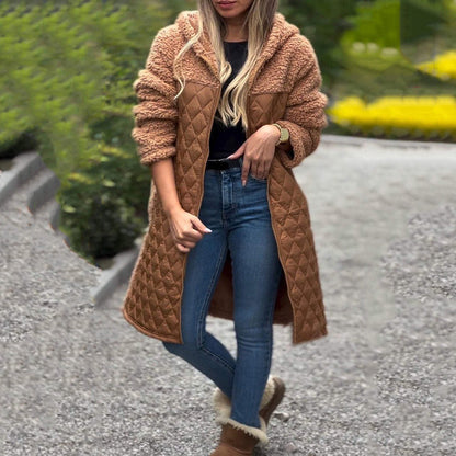 🔥🖤Frühbucher Black Friday Sale: 50% Rabatt🔥Damen gemütlicher gesteppter Sherpa-Mantel mit Kapuze