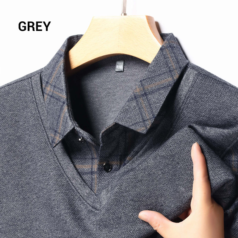 🔥🖤Promotion anticipée du Black Friday : 50 % DE RÉDUCTION🖤🔥Hauts homme manches longues à revers, faux deux pièces