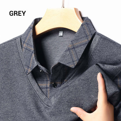 🔥🖤Promotion anticipée du Black Friday : 50 % DE RÉDUCTION🖤🔥Hauts homme manches longues à revers, faux deux pièces