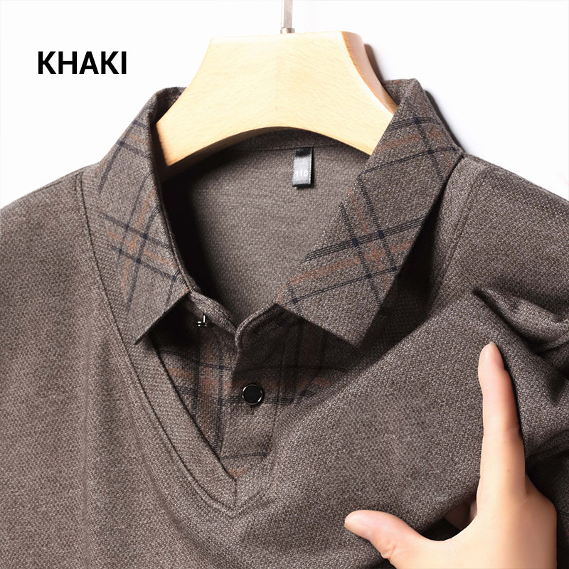 🔥🖤Promotion anticipée du Black Friday : 50 % DE RÉDUCTION🖤🔥Hauts homme manches longues à revers, faux deux pièces