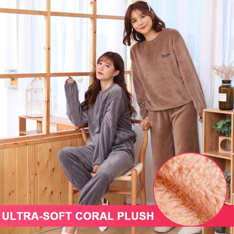 🔥Früher Black Friday Sale: 50% RABATT🔥Damen Loungewear Schlafanzug aus warmem Korallenfleece