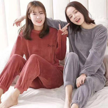 🔥Früher Black Friday Sale: 50% RABATT🔥Damen Loungewear Schlafanzug aus warmem Korallenfleece