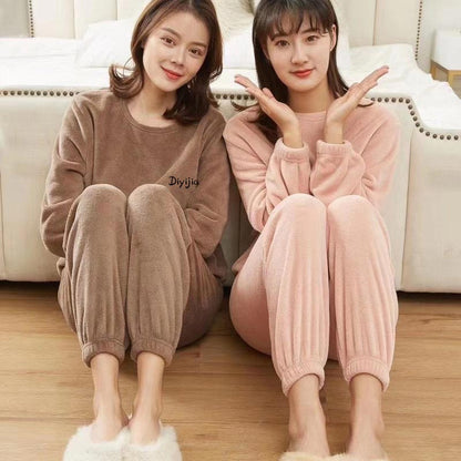 🔥Früher Black Friday Sale: 50% RABATT🔥Damen Loungewear Schlafanzug aus warmem Korallenfleece