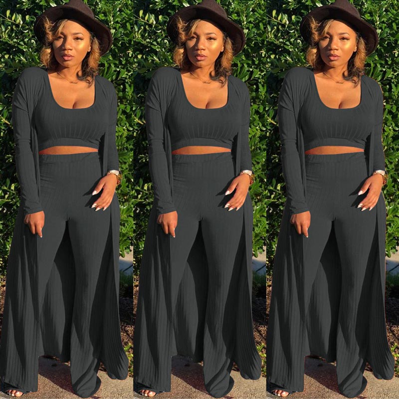 🔥Früher Black Friday Sale: 50% RABATT🔥Damen-Strick-Tanktop, High-Waist-Leggings und langer Cardigan, 3-teiliges Set