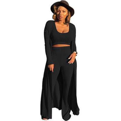 🔥Früher Black Friday Sale: 50% RABATT🔥Damen-Strick-Tanktop, High-Waist-Leggings und langer Cardigan, 3-teiliges Set