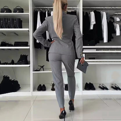 🔥🖤Black Friday Sale: 50% Rabatt🔥Damen-Blazer & Hose im Set, zweireihig