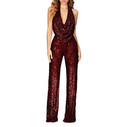 🖤Soldes Black Friday : 50 % de réduction🔥Combinaison sexy moulante à col montant et paillettes pour femme