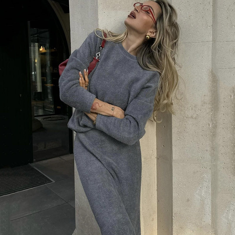 🔥🖤Early Black Friday Sale:50% RABATT🖤Elegantes, gemütliches Pullover- und Faltenrock-Set für Damen