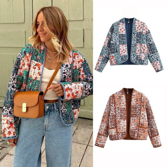 🔥🖤Black Friday Sale:50% RABATT🔥Trendige gesteppte Damenjacke mit Blumenmuster