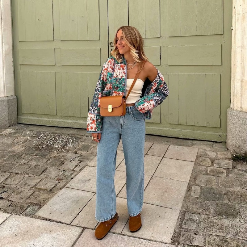 🔥🖤Soldes du Black Friday : 50 % de réduction🔥Veste matelassée fleurie décontractée tendance pour femme