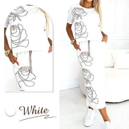 🔥🖤Black Friday Sale: 50% Rabatt🔥Damen 2-teilige Outfits Basic T-Shirt & Midirock